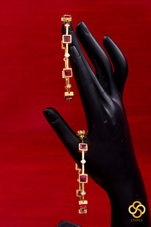Ruby red and white square bangles