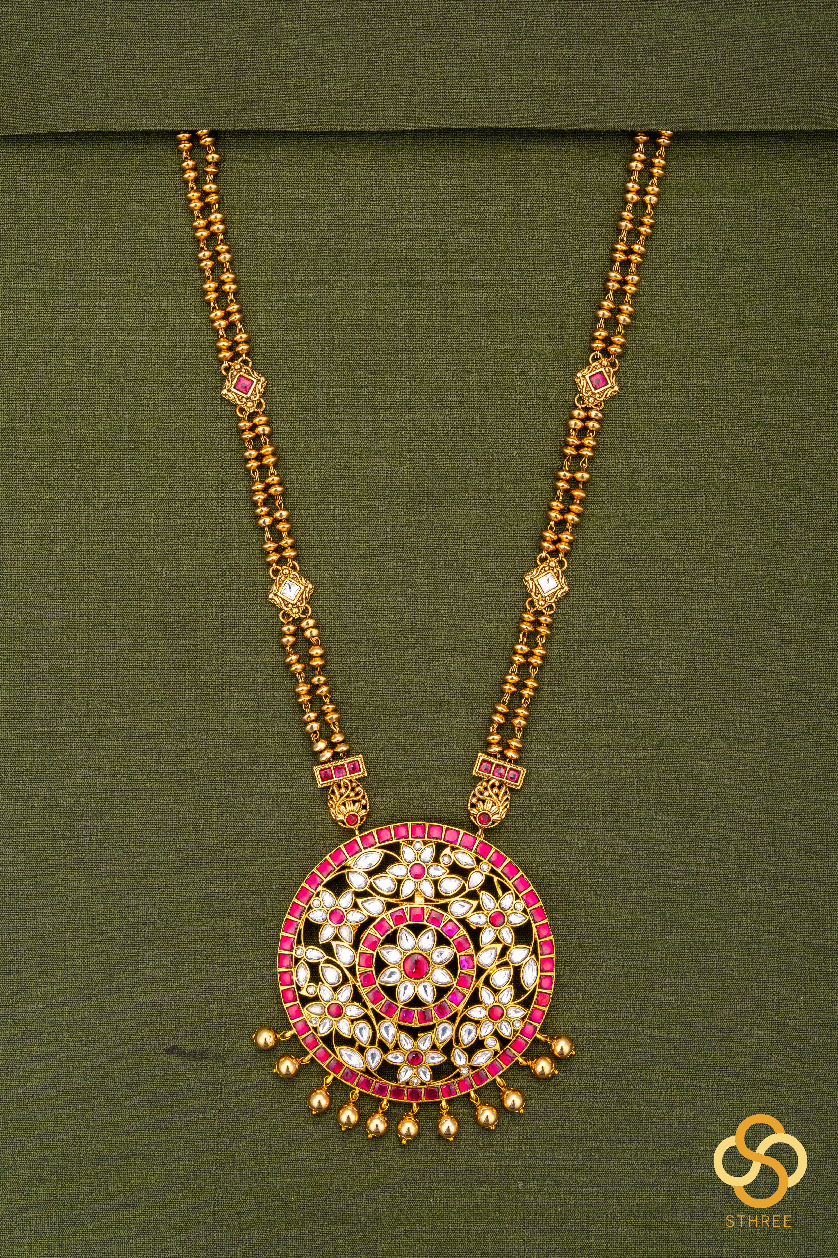 Rakkodi in Rettai - Vari Chain - White with Ruby Red