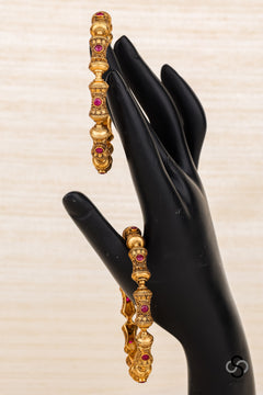 Antique Finish with Ruby Red - Set of 2