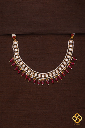 Kundan Stone Choker with Pearls and Ruby Pink Set