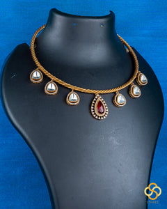 Hasli Set - Kundan Hangings and Red Centerpiece