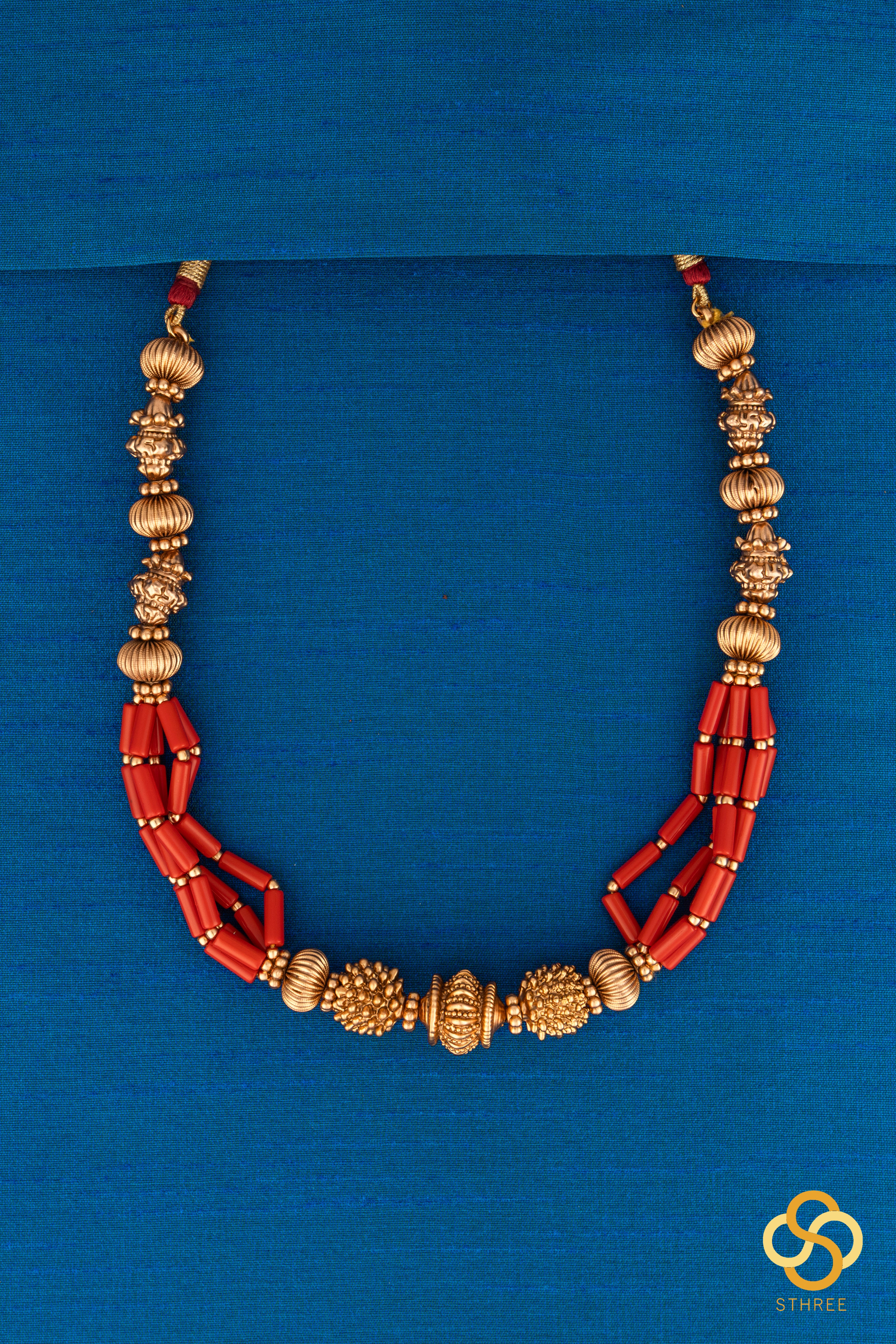 Taiwanese tube corals with antique gold ball set
