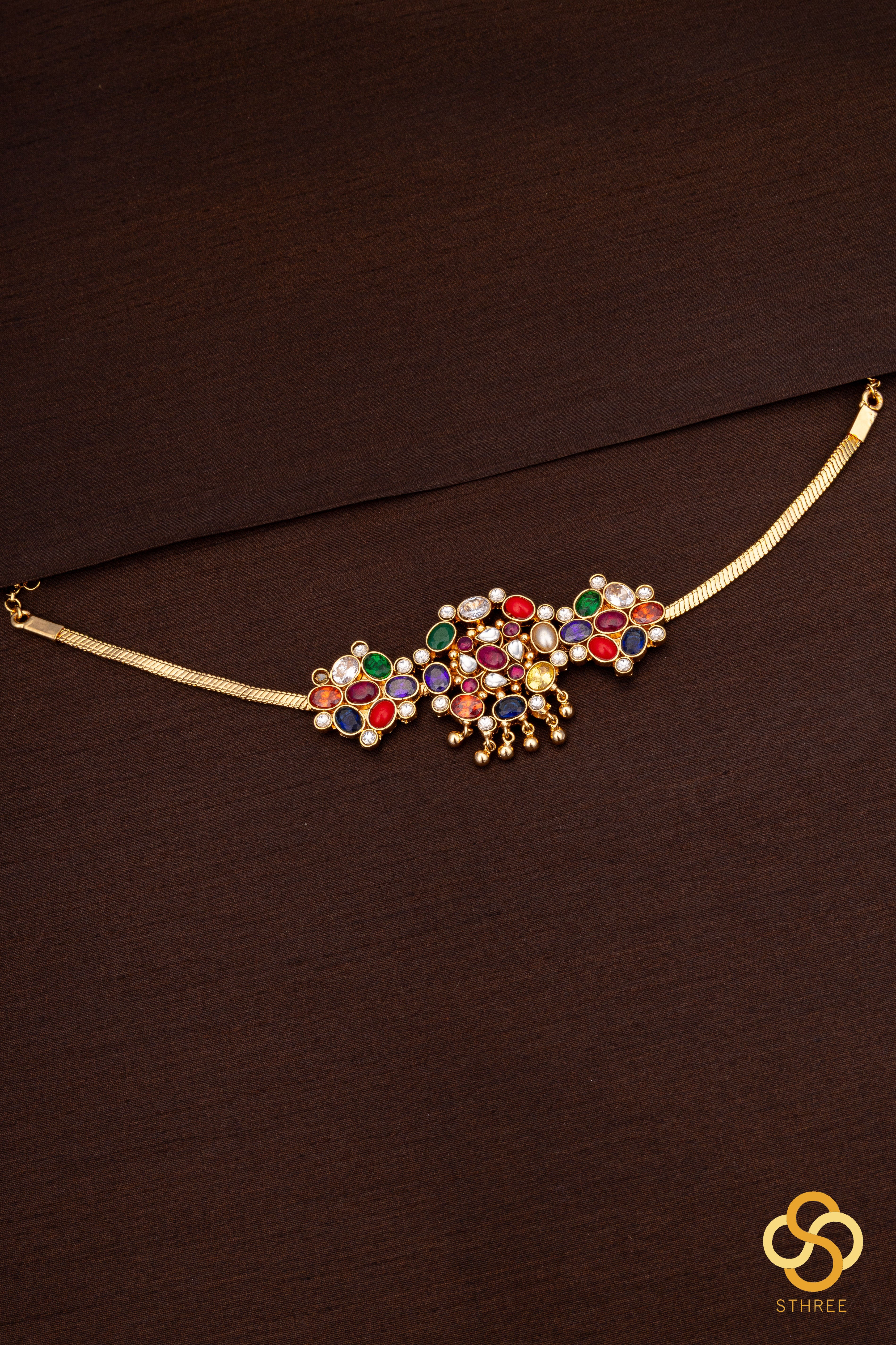 Navarathna addigai set with gold balls