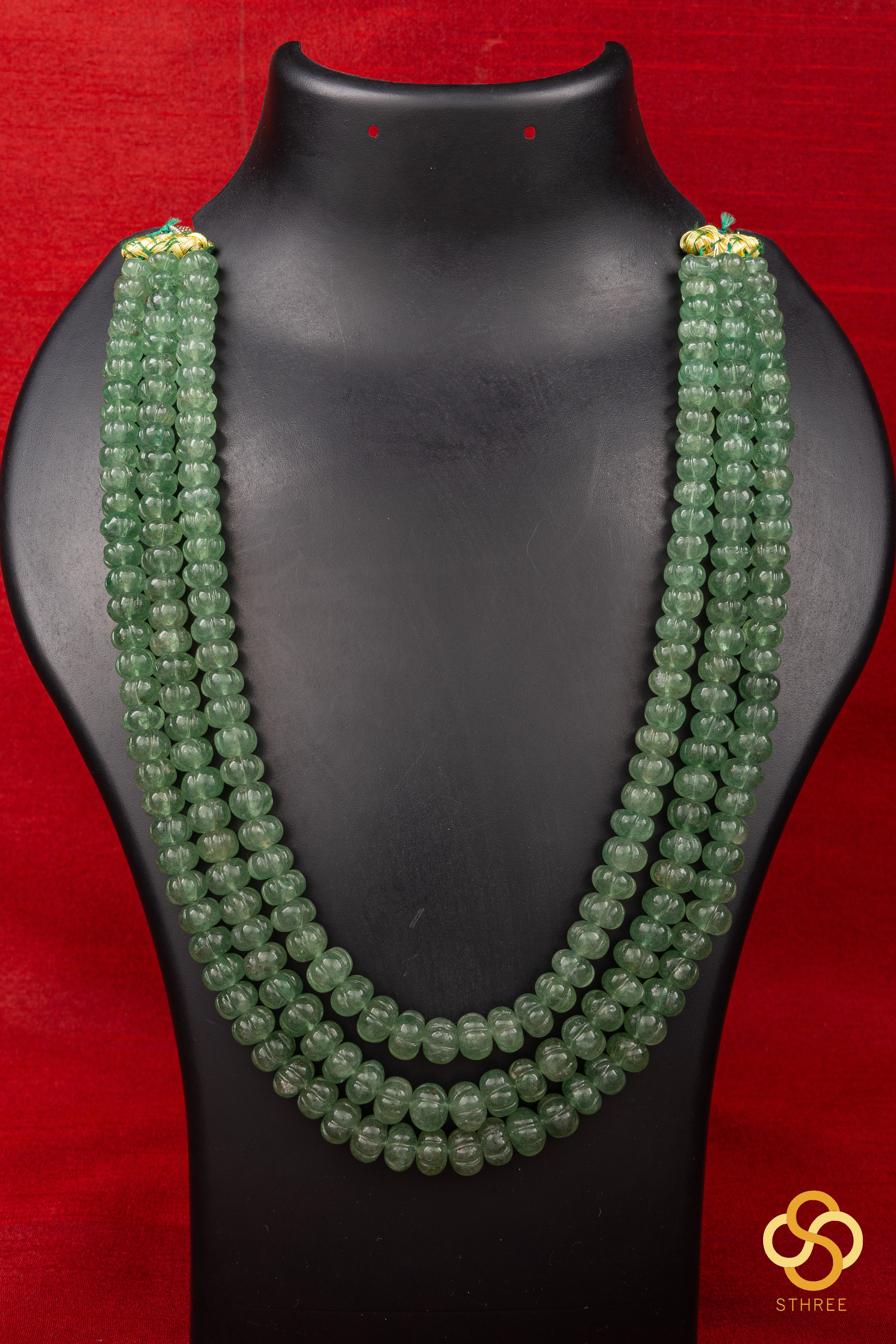 Carved Melon Flurites in Green - Three layers
