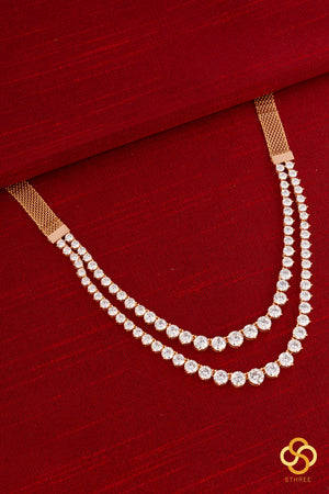 Solitaire Necklace Two Layer - Rose Gold Finish