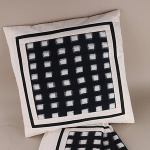 Ikat Cushion covers - Set of 2 - Black and white checks