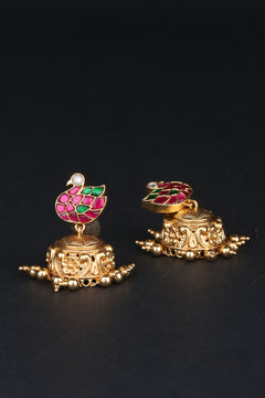 Annam Jhumkas - Red and Green
