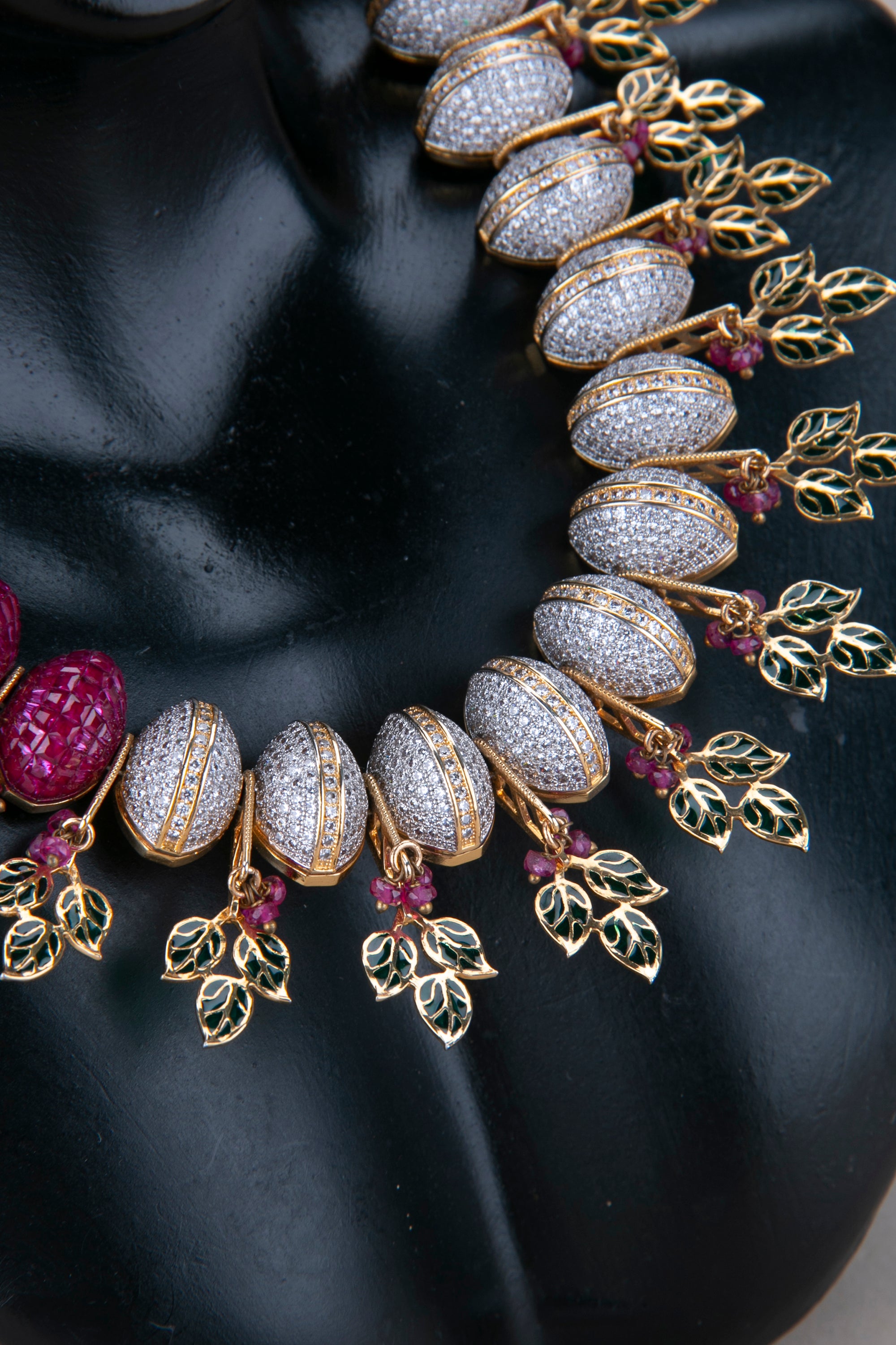 Zircon and Rubies Necklace Set - A Designer Necklace