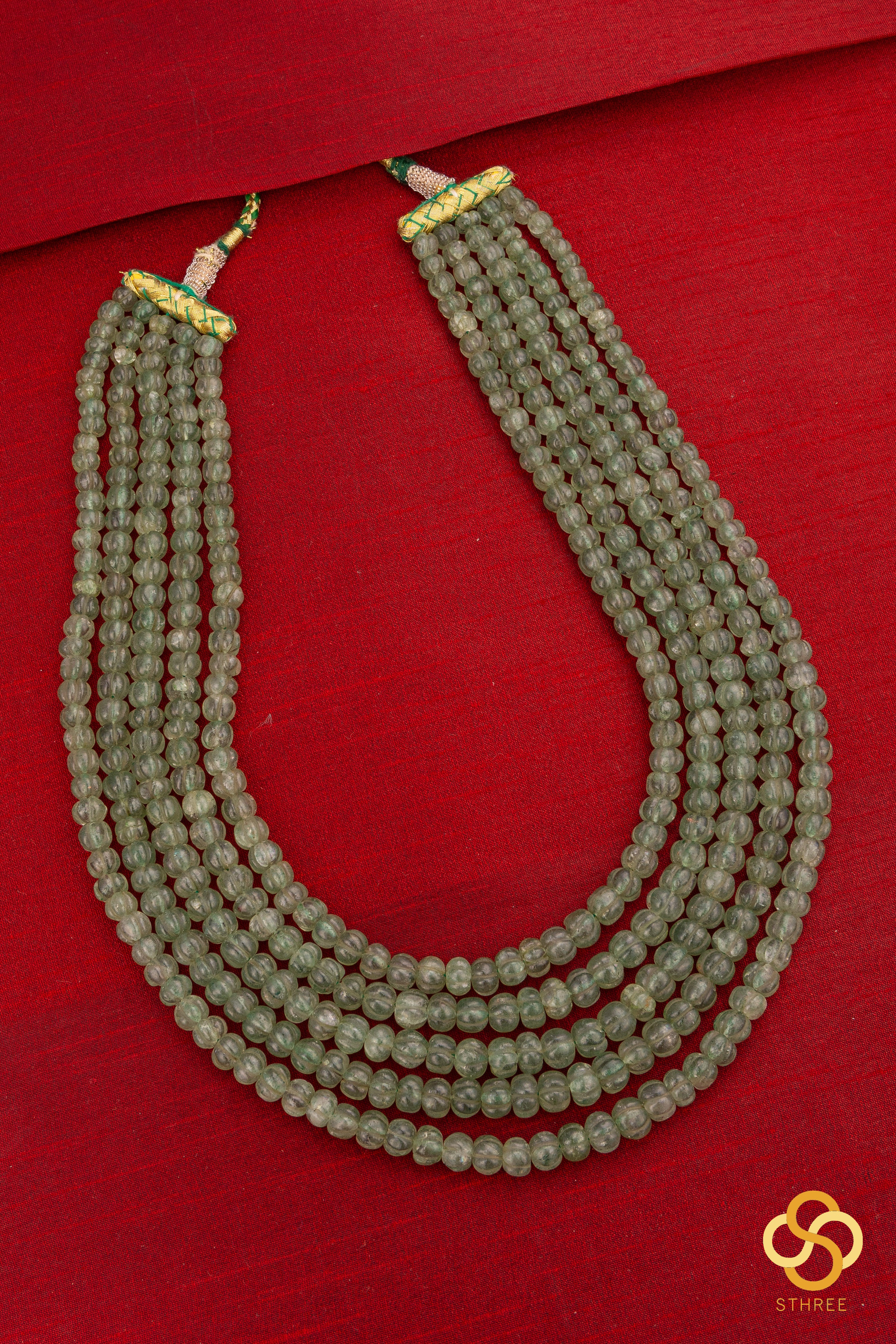 Carved Melon Flurites in Green - Five Layers