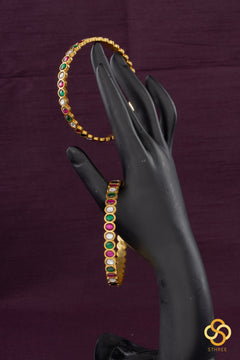 Jadau Kundan Bangles - Red, Green and White