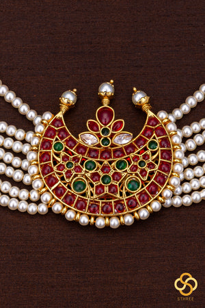 Pearls (7 liner) with chandbali  pendant