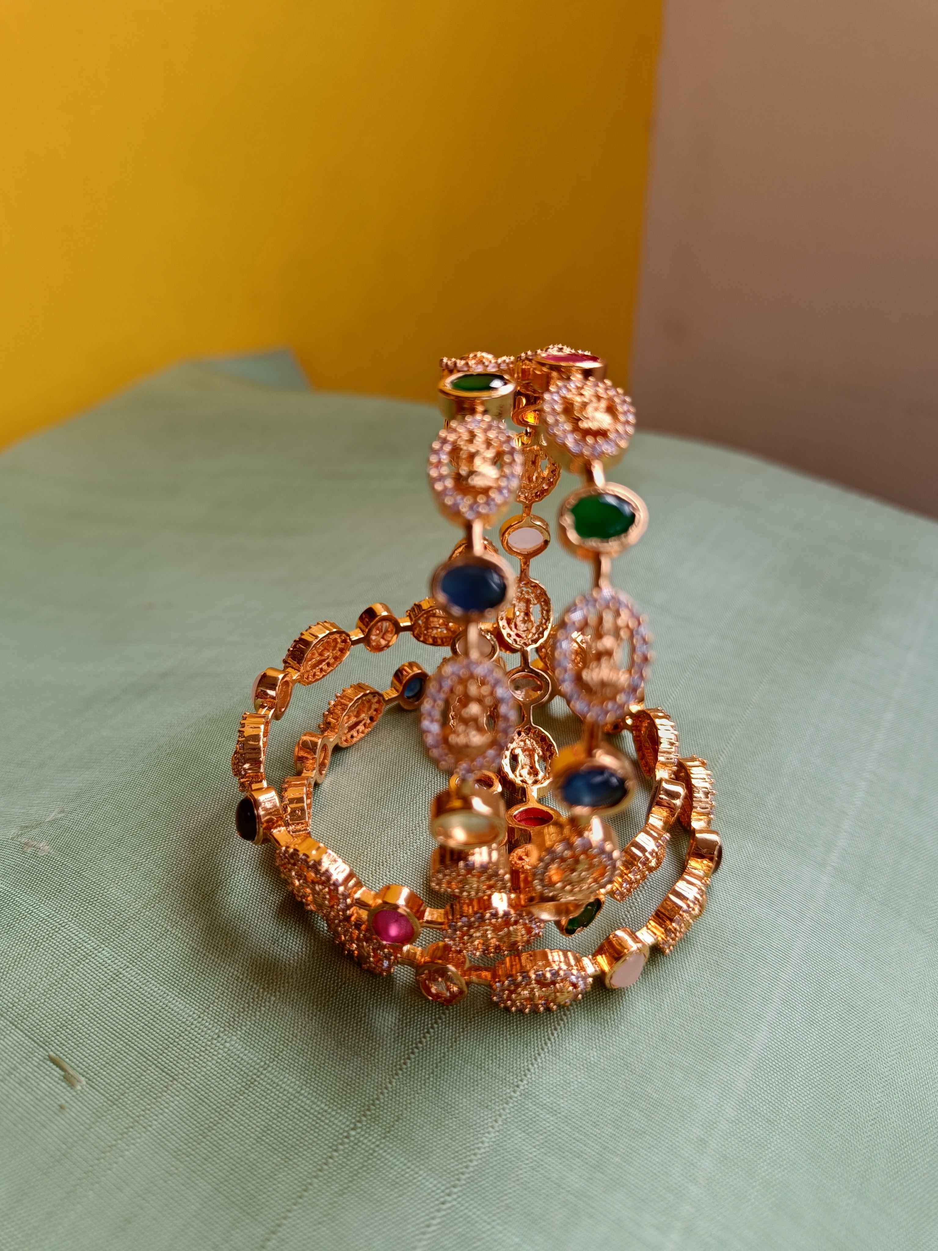 Lakshmi kasu with Navarathna bangles