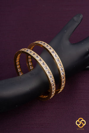 White colour - Square stone bangles