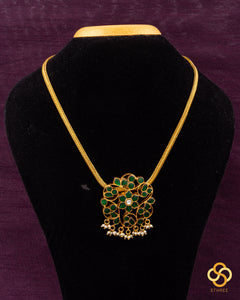 925 Silver - Rakkodi, Parijatha Flower Design - Emerald Green