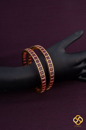 Ruby Red - Square stone bangles