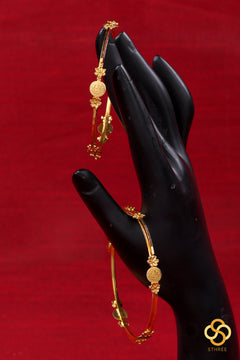 Kambi Bangle with Kasu Pendant  - Set of 2