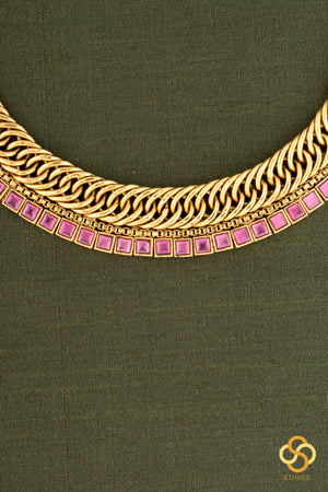 Ruby red, antique finish, jadau kundan choker