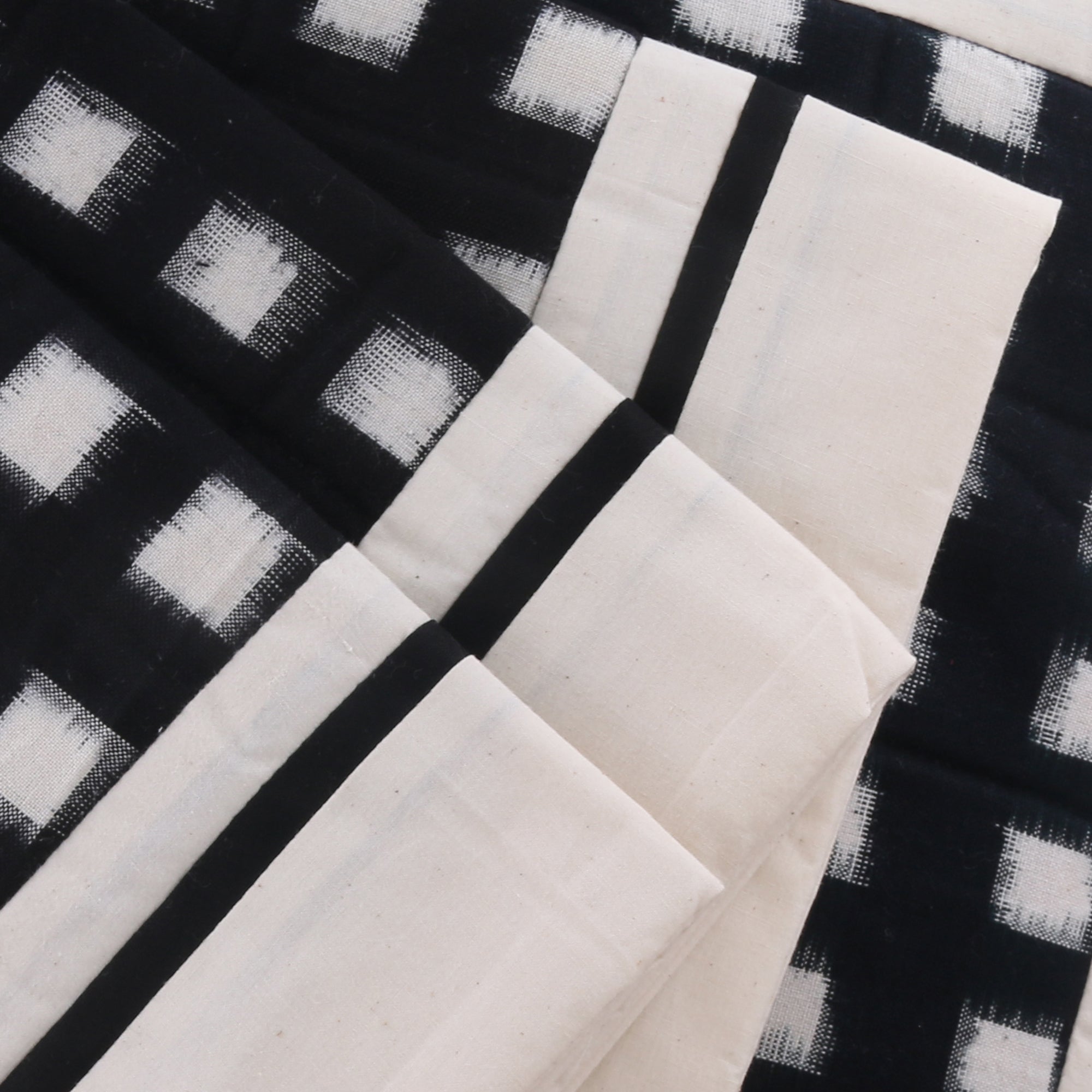 Ikat Cushion covers - Set of 2 - Black and white checks