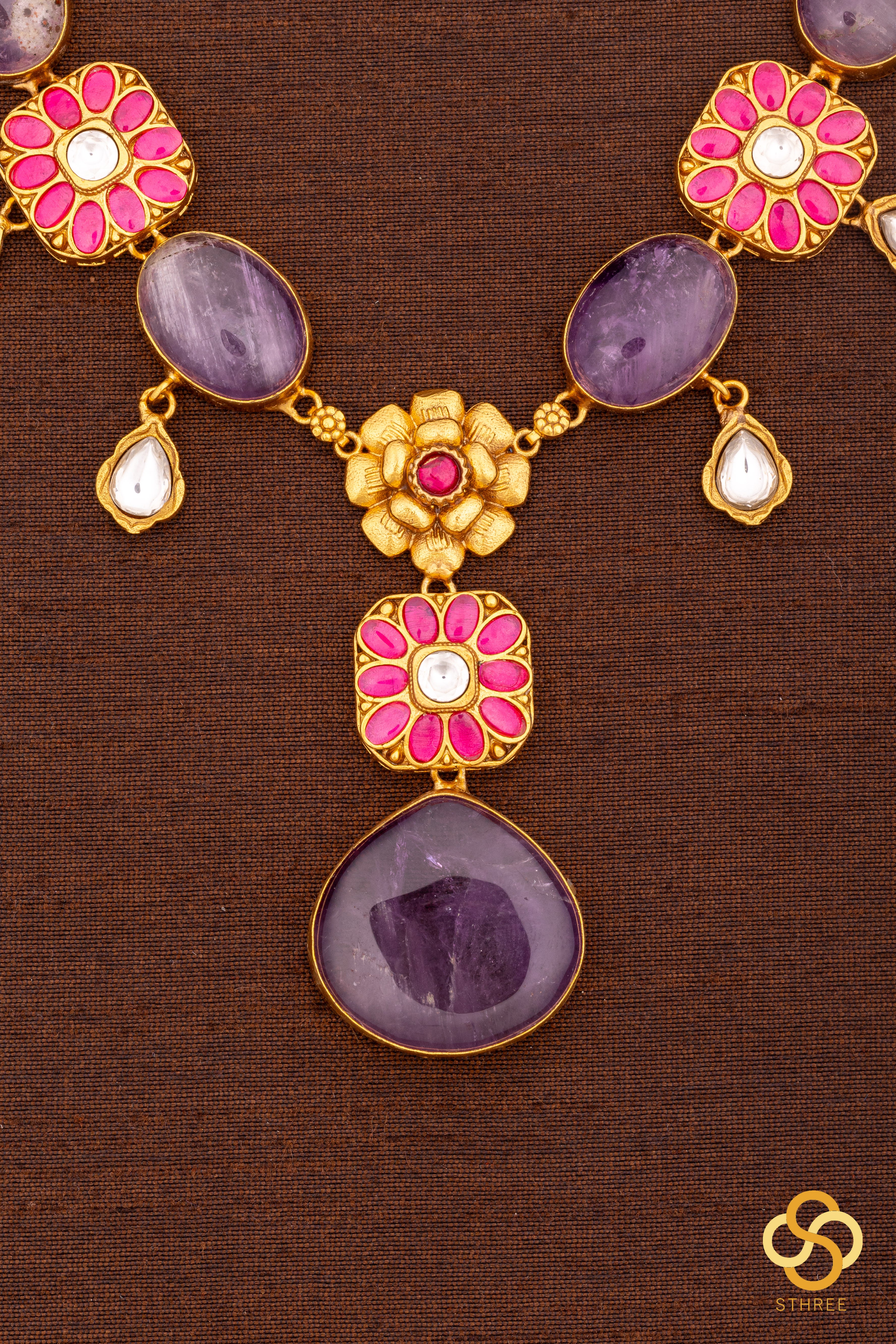 Cabachons with Square Kemp - Amethyst colour