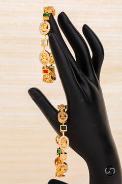 Lakshmi bangles with zircons and navarathna - Set of 2
