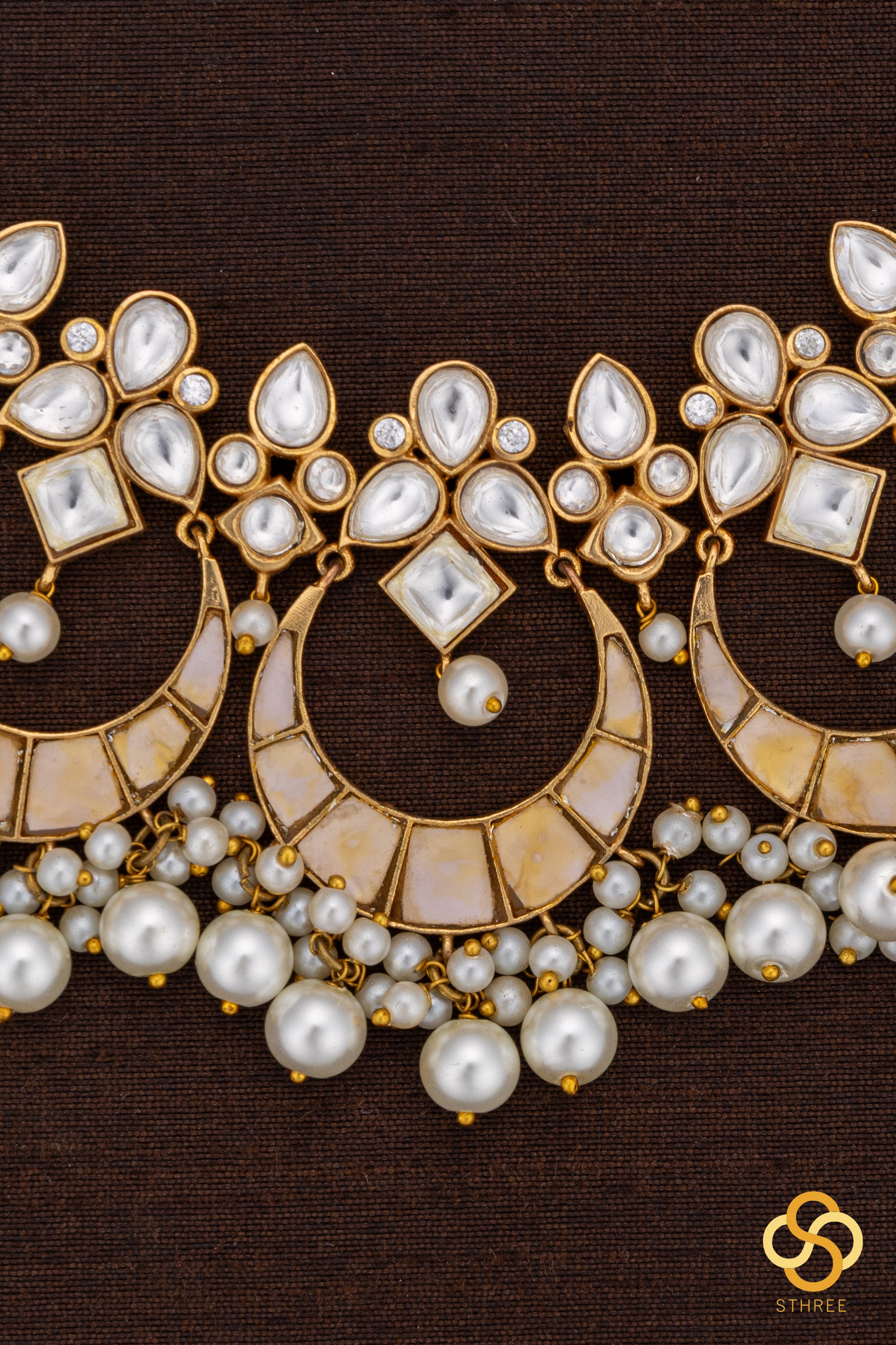 Chandbali Pendant with Pearls  - Jadau kundan