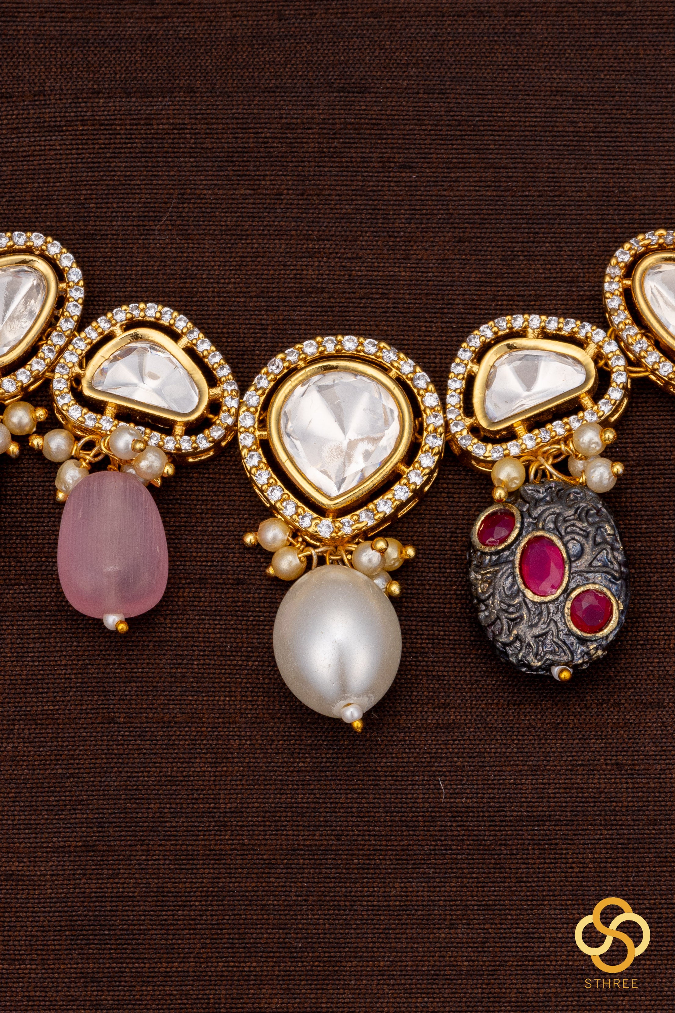 Kundan Set with multi colour stone hangings