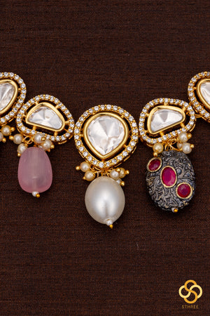 Kundan Set with multi colour stone hangings