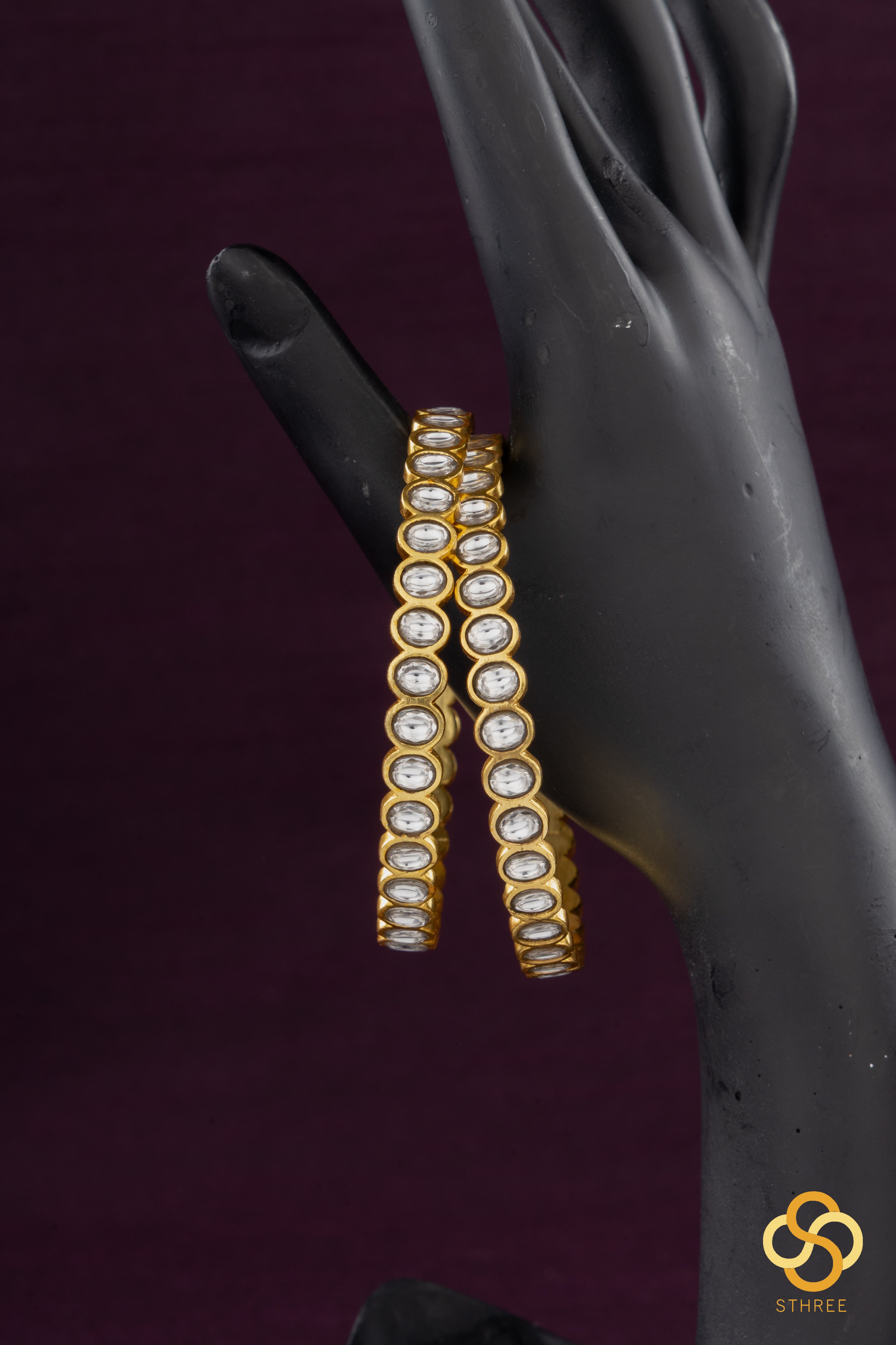 Jadau Kundan bangles - White