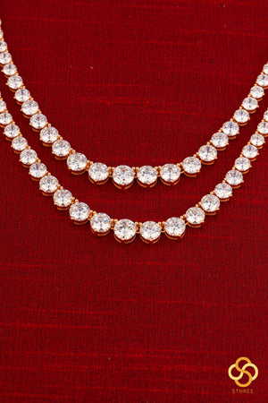 Solitaire Necklace Two Layer - Rose Gold Finish