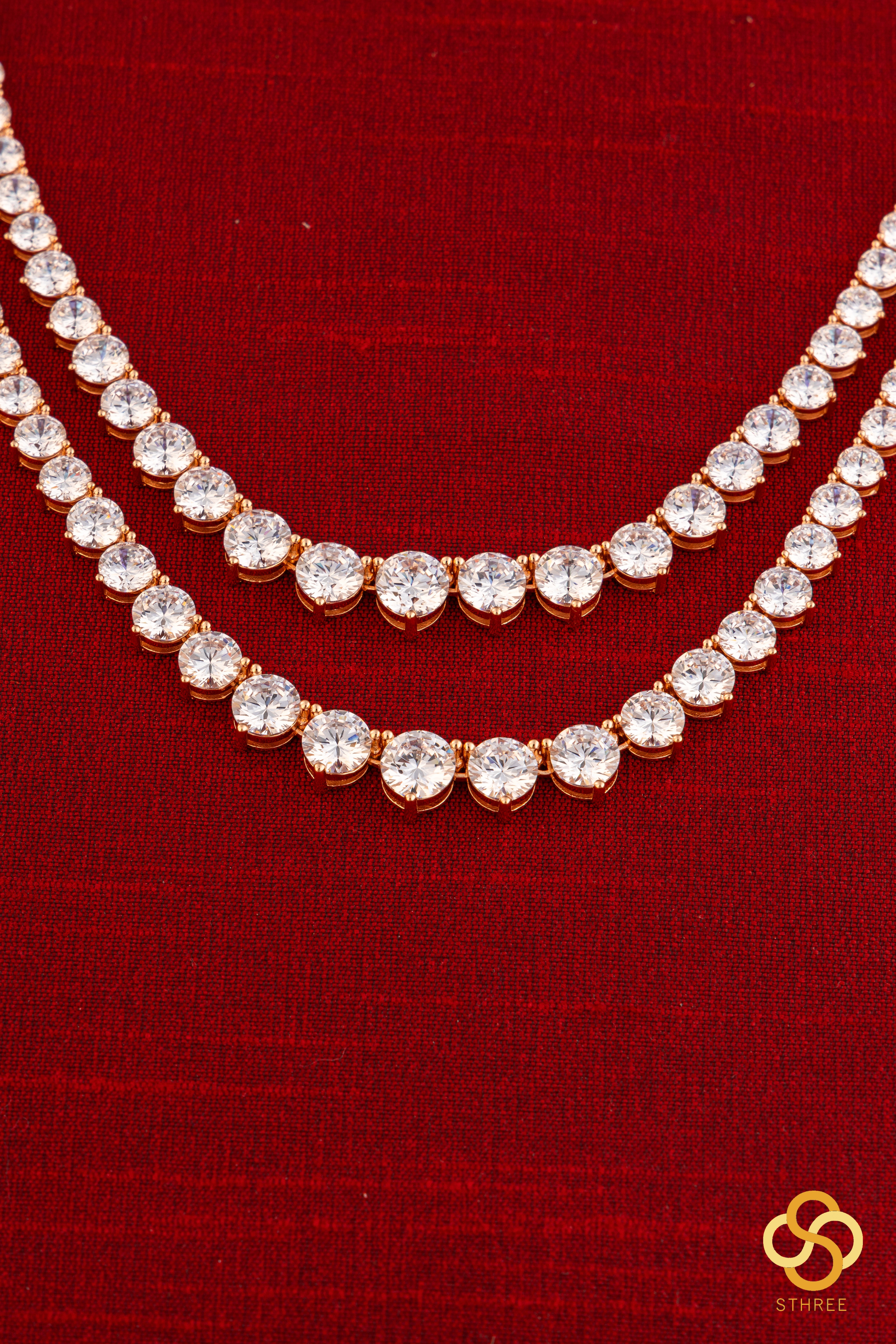 Solitaire Necklace Two Layer - Rose Gold Finish