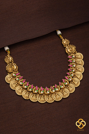 Lakshmi Kasumalai Necklace Set  [Short ]
