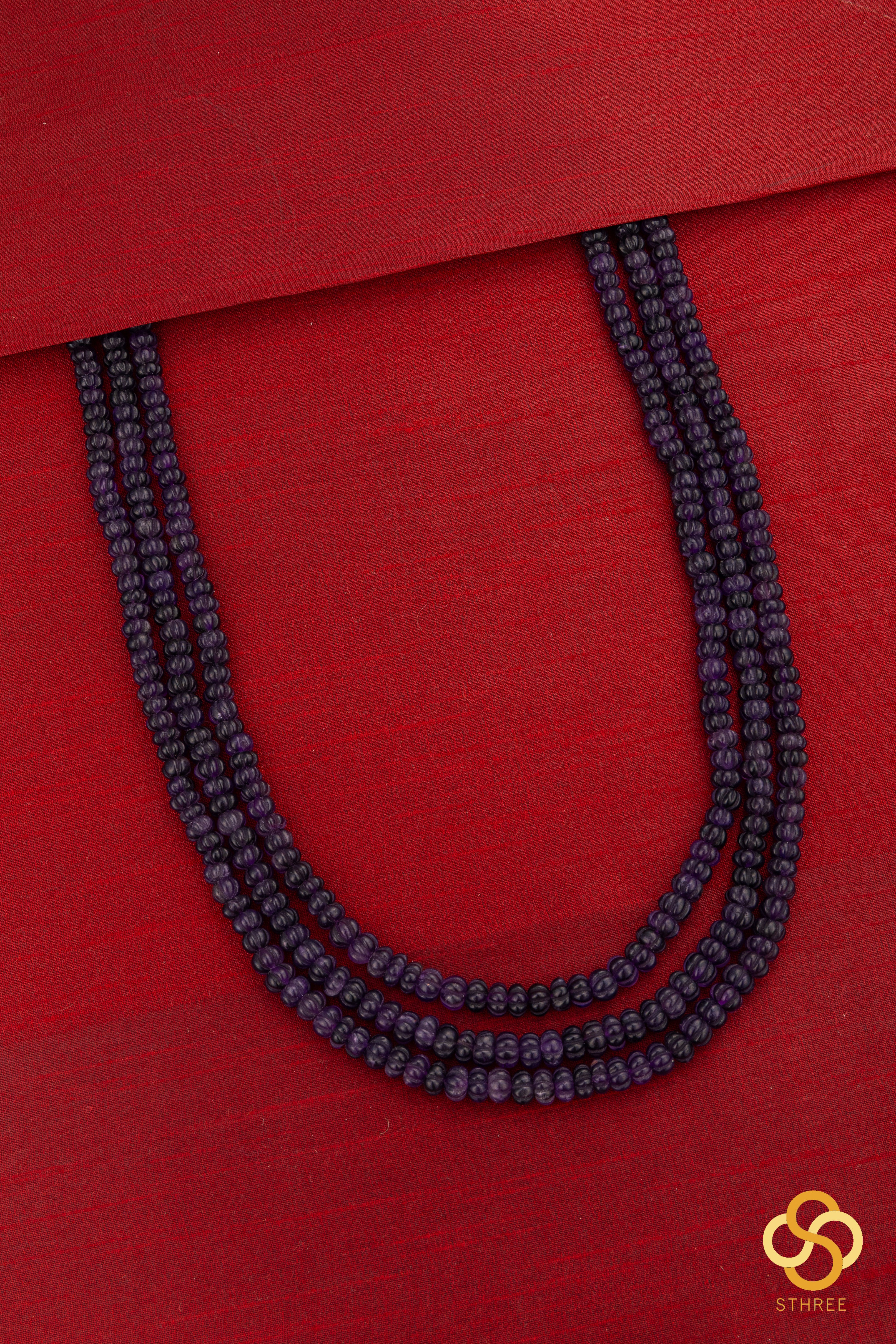 Carved Melon Flurites Three layers - Amethyst