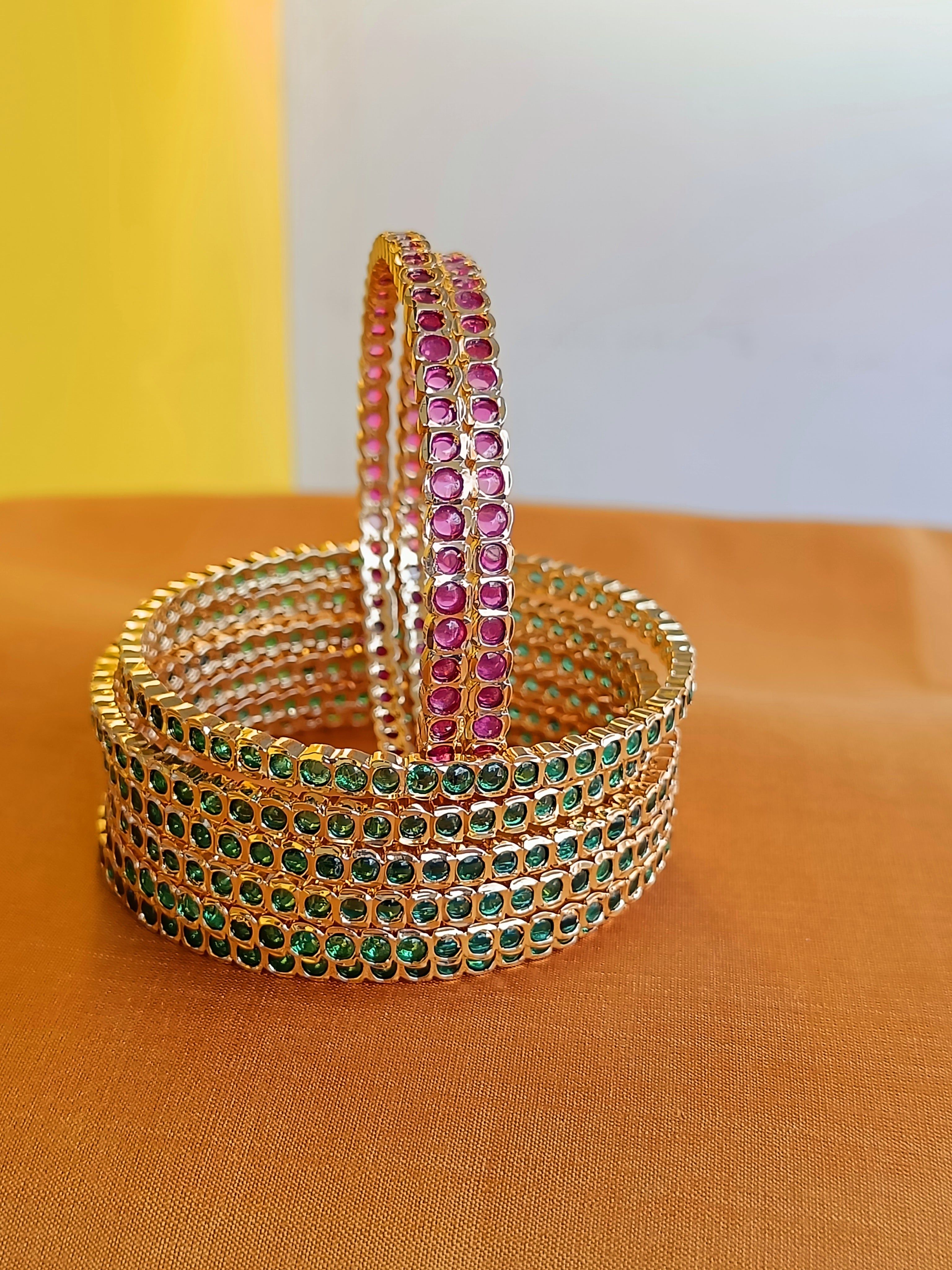 Mini ruby stones aympon bangles