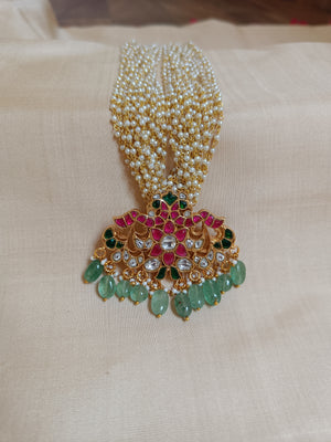 Jadau kundan with 16 lines of pearls