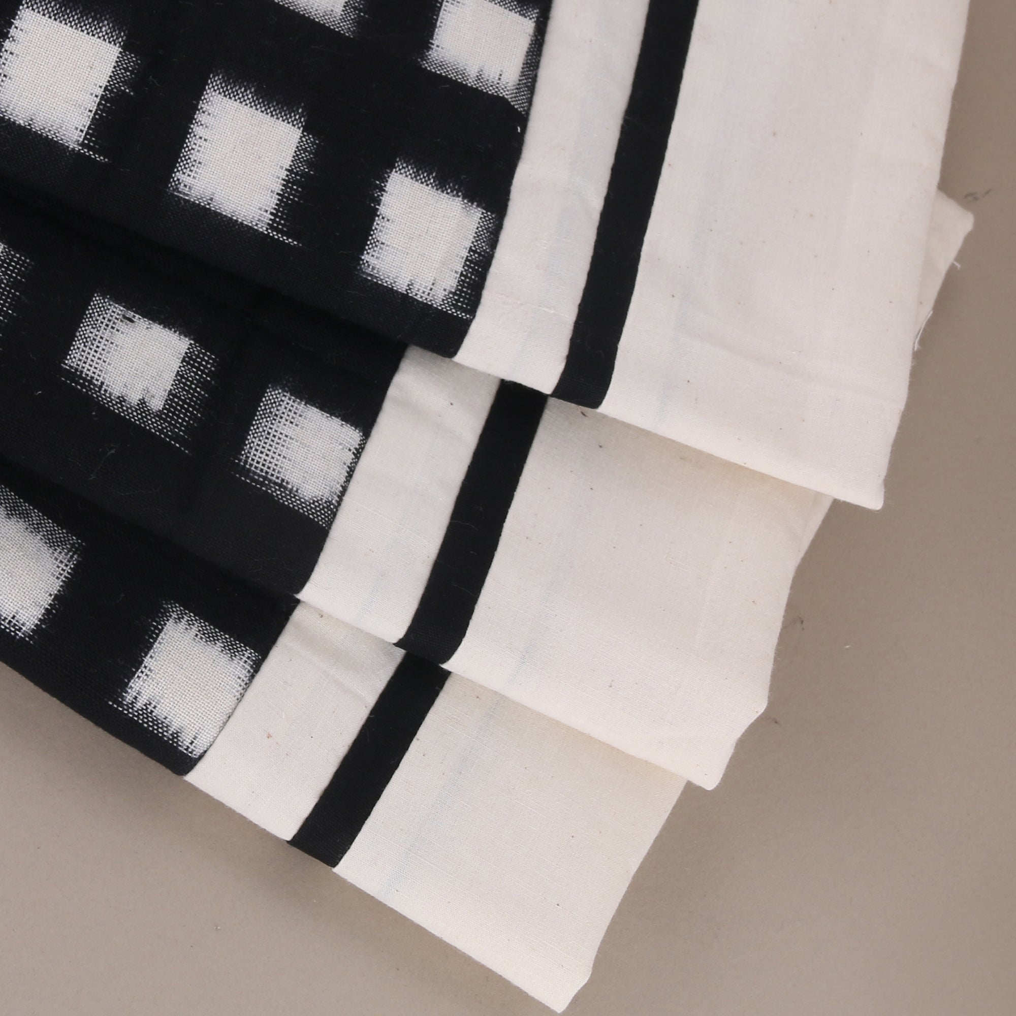 Ikat Cushion covers - Set of 2 - Black and white checks