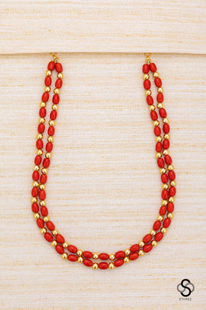 Two liner coral with gold ball set