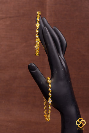 Set of 2 zircon bangles S - pattern