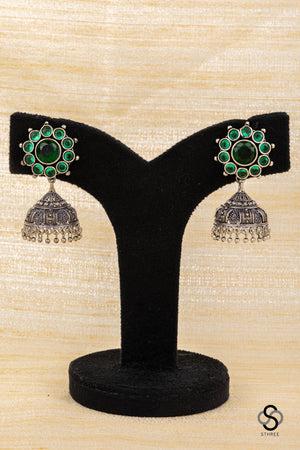 Jhumkas - Emerald green