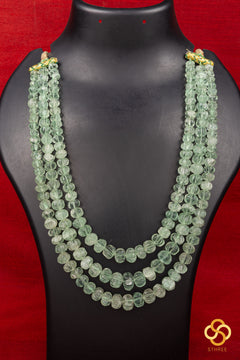 Carved Melon Flurites in Light Green - Three layers