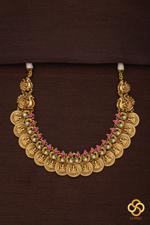 Lakshmi Kasumalai Necklace Set  [Short ]