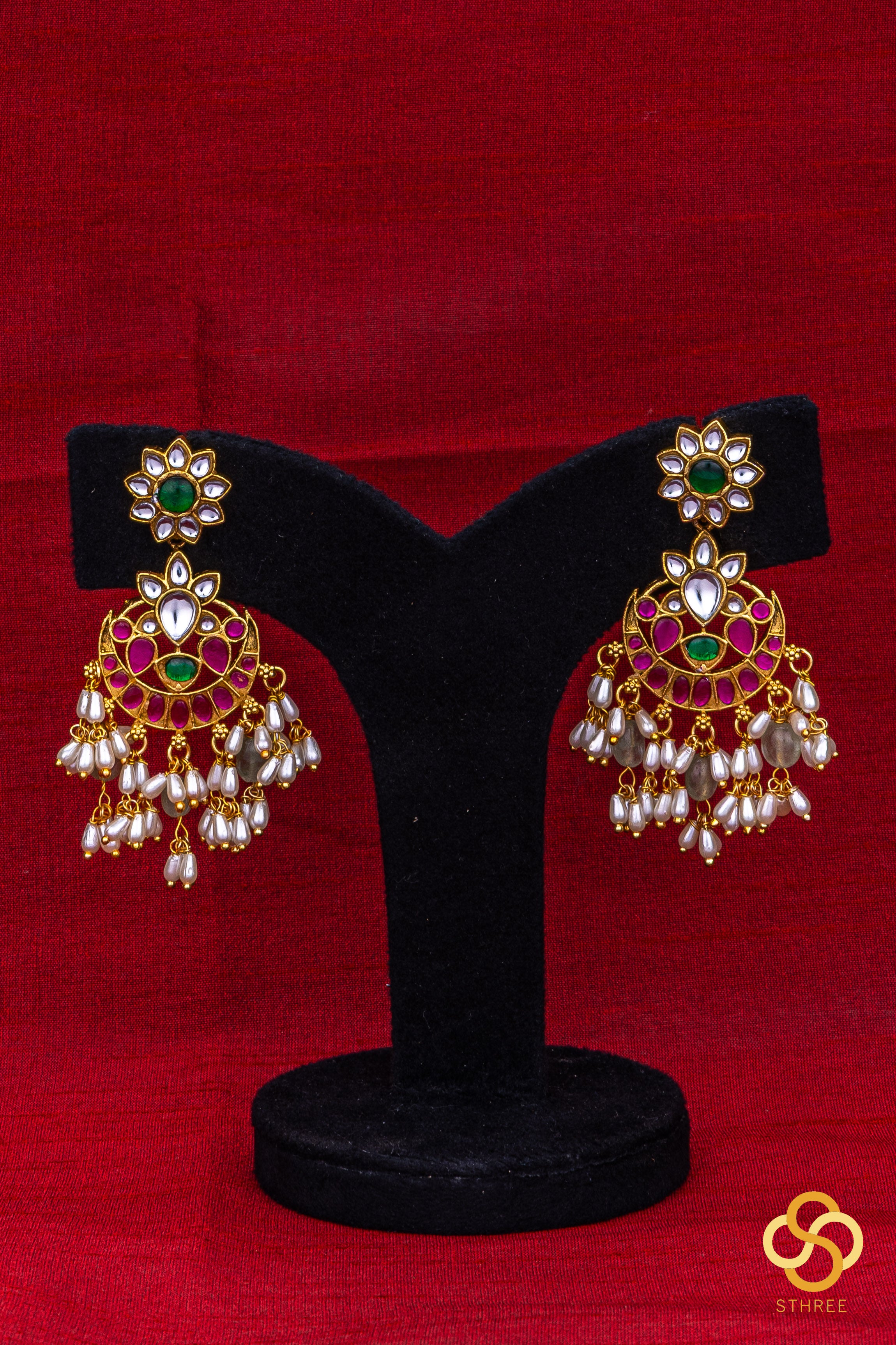 Hasli Haram necklace set - Ruby red