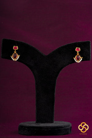 Black Thread with Red Kundan Set