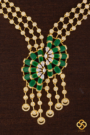Diamond Pattern Necklace -  Green Pendant
