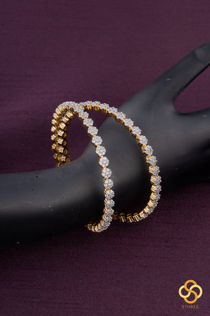 7 stone diamond pattern - Set of 2 - Gold finish
