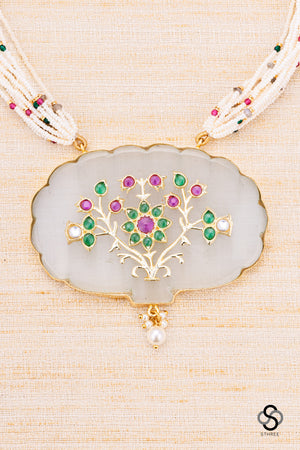 Pearl Bunch with Inlay Work Pendant