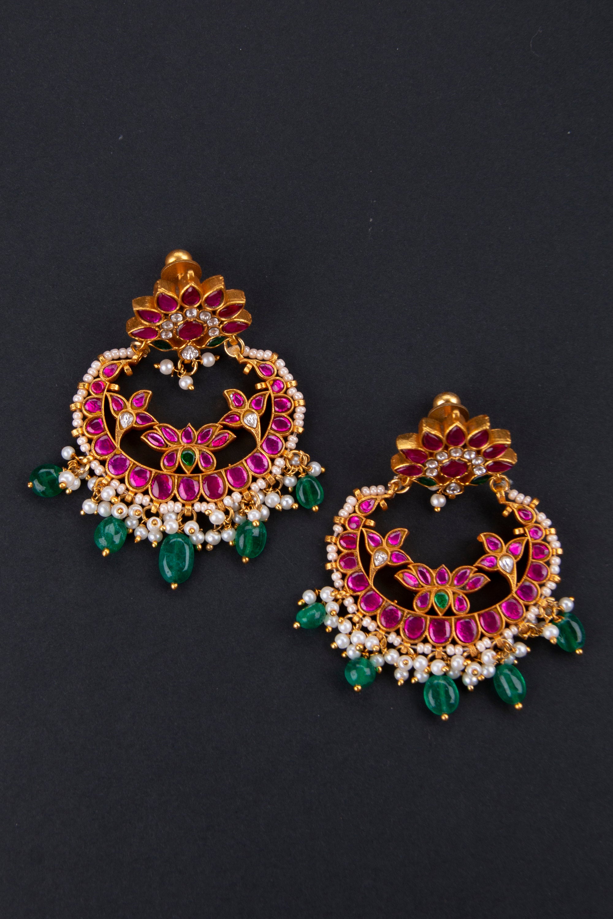 Lotus Chandbali - Jadau Kundan