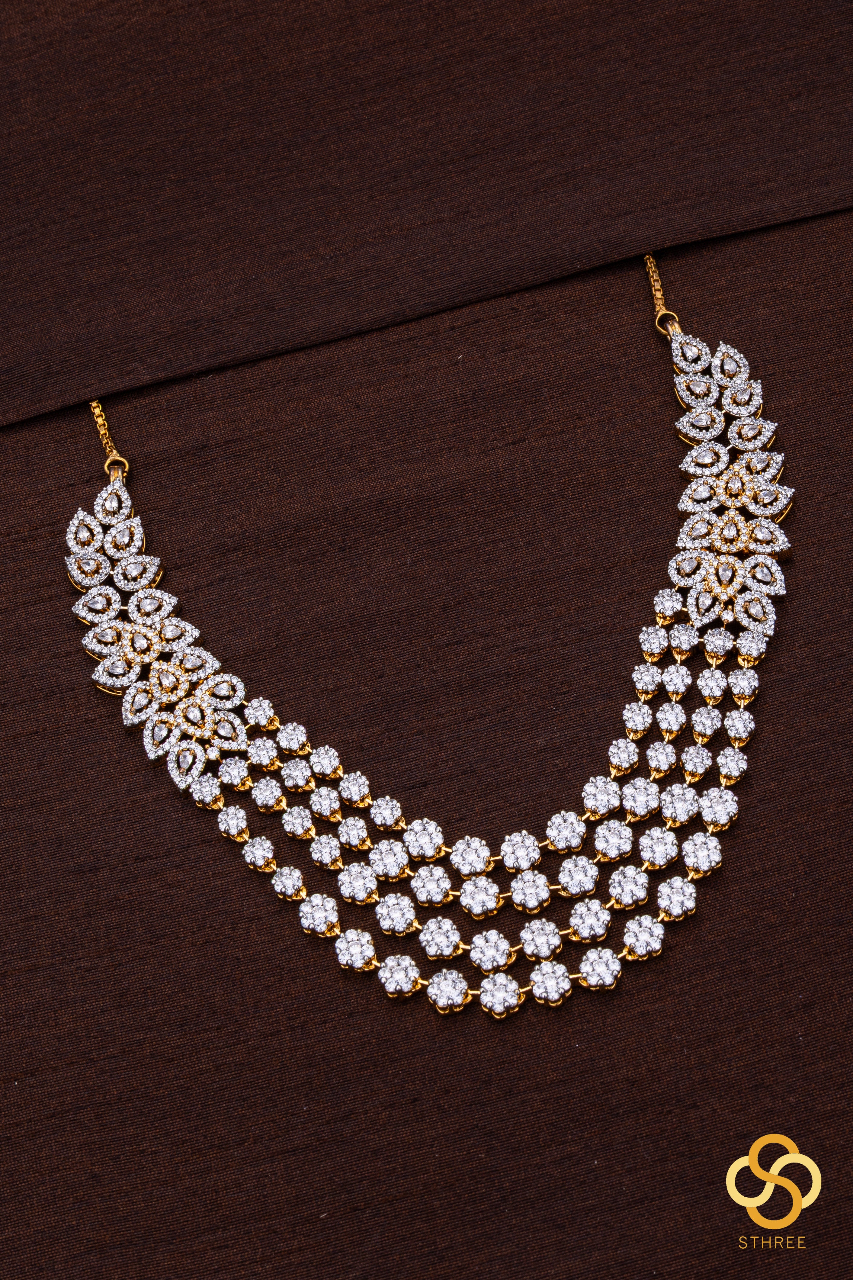 Diamond Pattern Necklace Set - Four liner