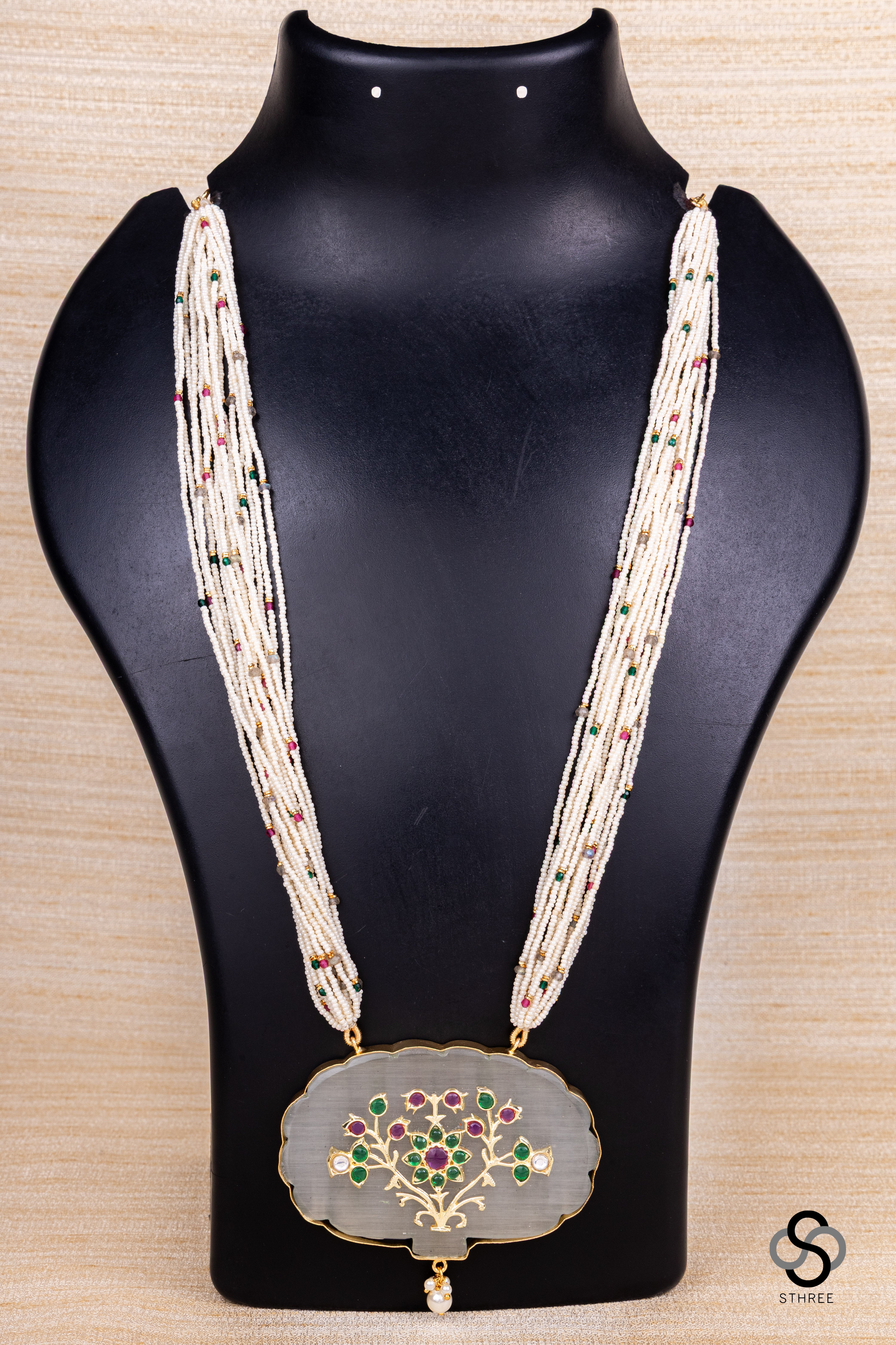 Pearl Bunch with Inlay Work Pendant