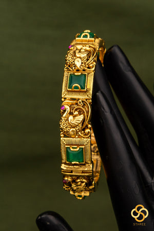 Mayil with green kemp Kada - Openable kada