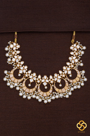 Chandbali Pendant with Pearls  - Jadau kundan